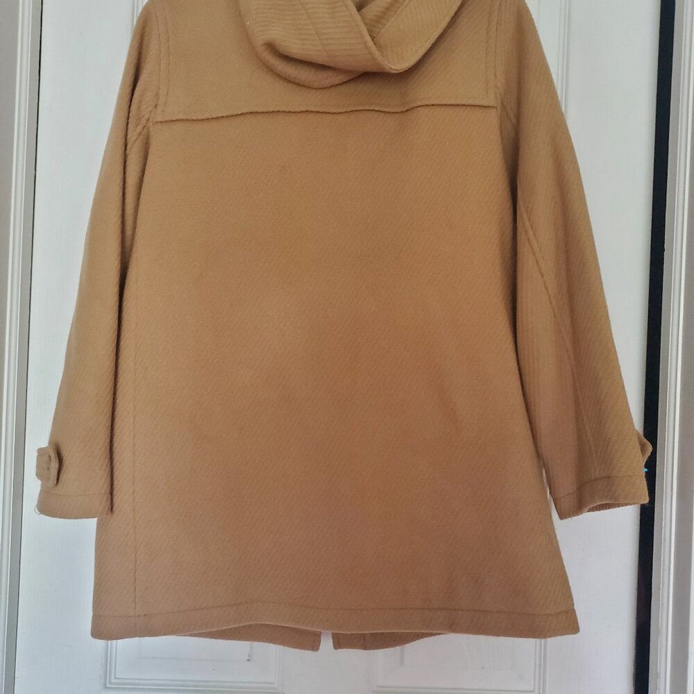 New York & Company Hooded Wool Camel Coat, Size 10 - Picture 4 of 4